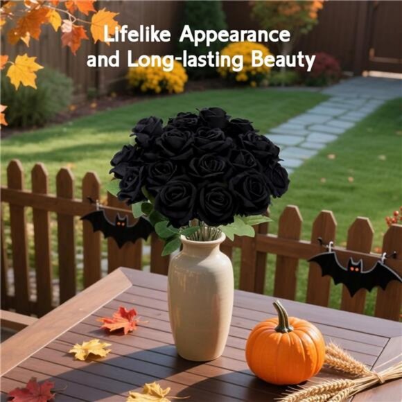 Roses Artificial Flowers, Fake Velvet Silk Roses in Bulk for Home Decor Indoor - Picture 4 of 7